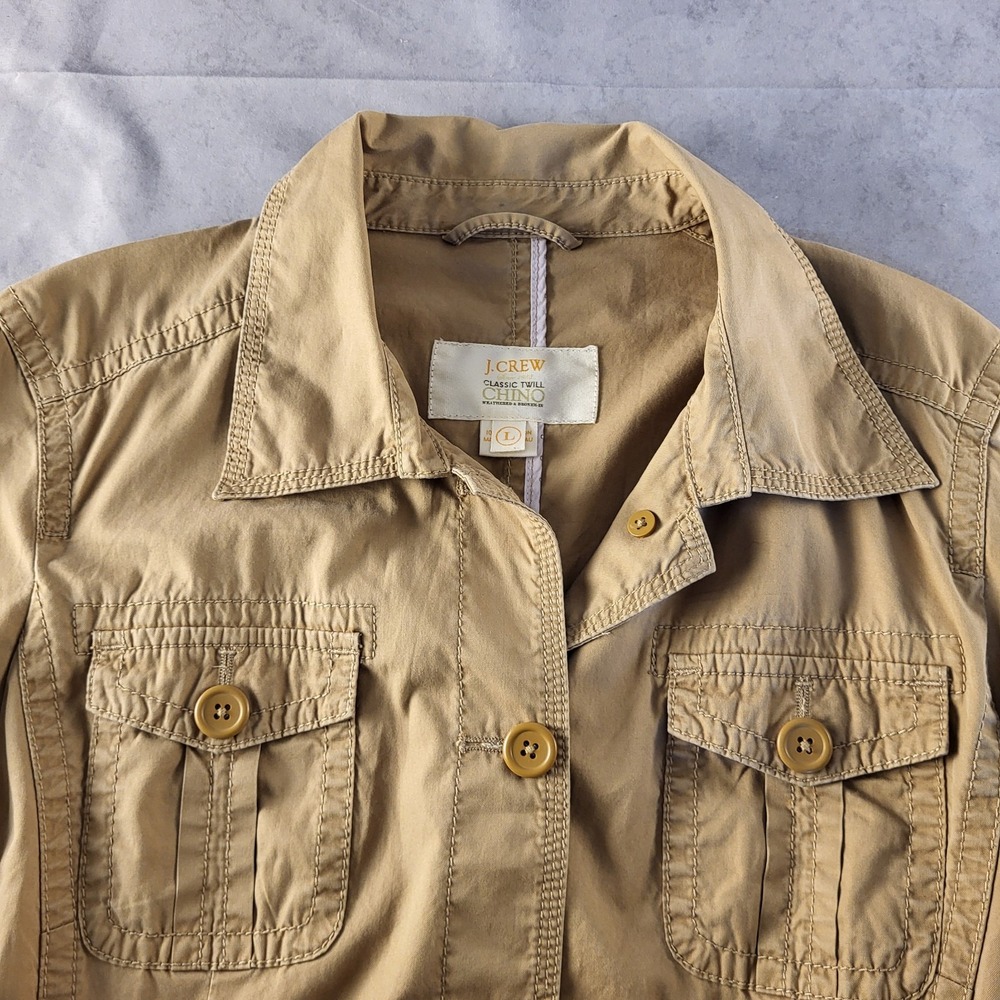 Vintage Y2K J. Crew Womens L Safari Jacket Blazer Khaki Utility Travel Coat